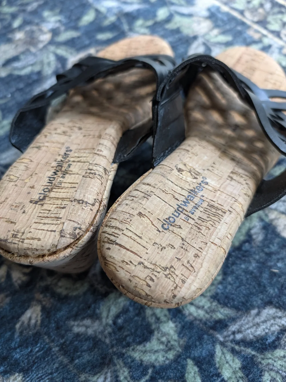 Cloudwalkers Black Sandals with Cork Footbed